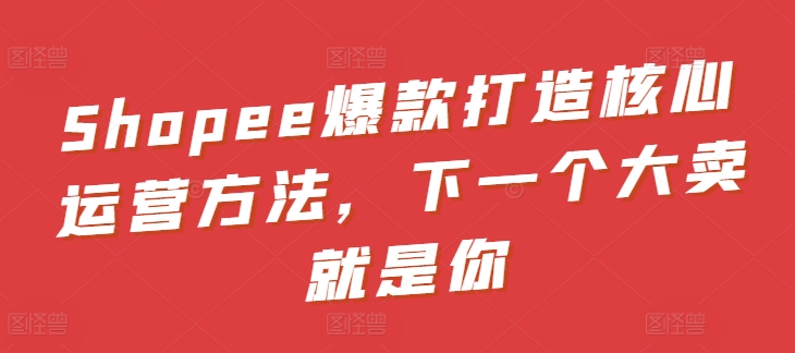 Shopee爆款打造核心运营方法，下一个大卖就是你-巴七创客网