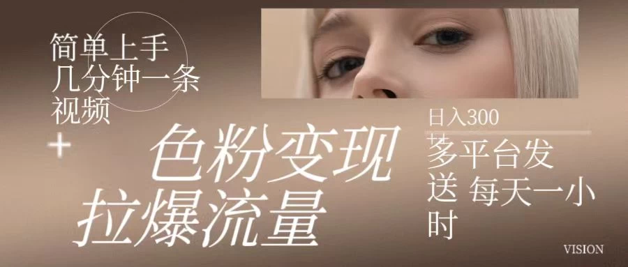 色粉变现，拉爆流量，简单上手几分钟一条视频，多平台发送每天一小时，日入300+-巴七创客网