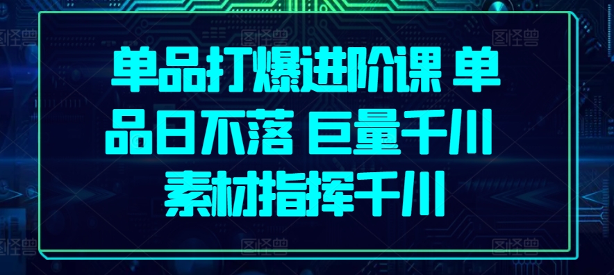 单品打爆进阶课 单品日不落 巨量千川 素材指挥千川-巴七创客网