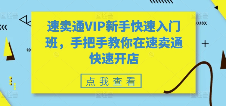 速卖通VIP新手快速入门班，手把手教你在速卖通快速开店-巴七创客网