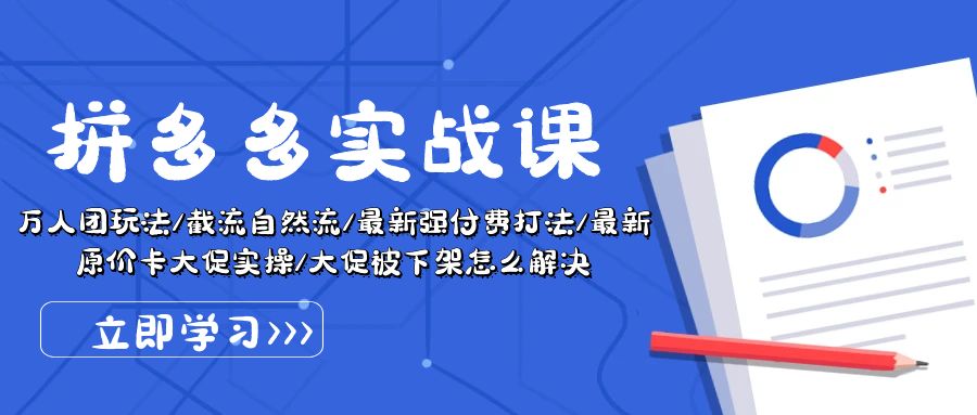 （10865期）拼多多·实战课：万人团玩法/截流自然流/最新强付费打法/最新原价卡大促..-巴七创客网