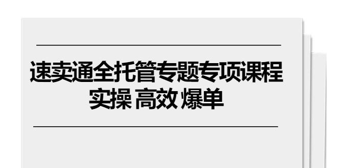 （10917期）速卖通 全托管专题专项课程，实操 高效 爆单（11节课）-巴七创客网