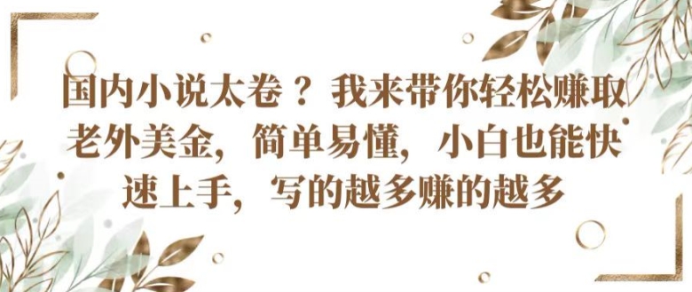 国内小说太卷 ?带你轻松赚取老外美金，简单易懂，小白也能快速上手，写的越多赚的越多-巴七创客网