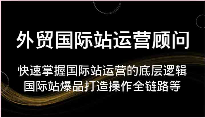 外贸国际站运营顾问-快速掌握国际站运营的底层逻辑，国际站爆品打造操作全链路等-巴七创客网