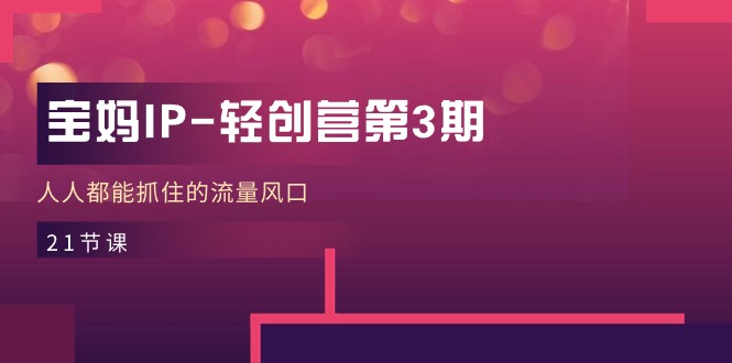 宝妈IP轻创营第3期，人人都能抓住的流量风口（21节课）-巴七创客网