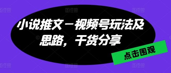 小说推文—视频号玩法及思路，干货分享-巴七创客网