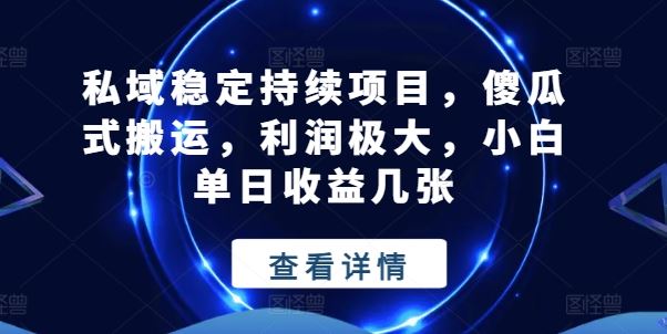 私域稳定持续项目，傻瓜式搬运，利润极大，小白单日收益几张【揭秘】-巴七创客网