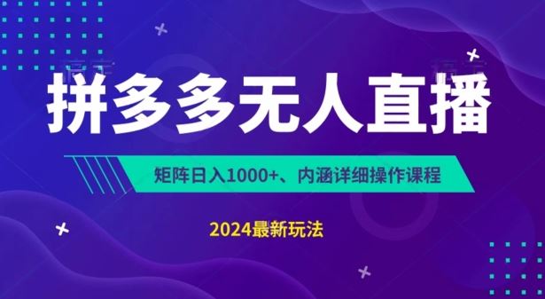 拼多多无人直播不封号，0投入，3天必起，无脑挂机，日入1k+【揭秘】-巴七创客网
