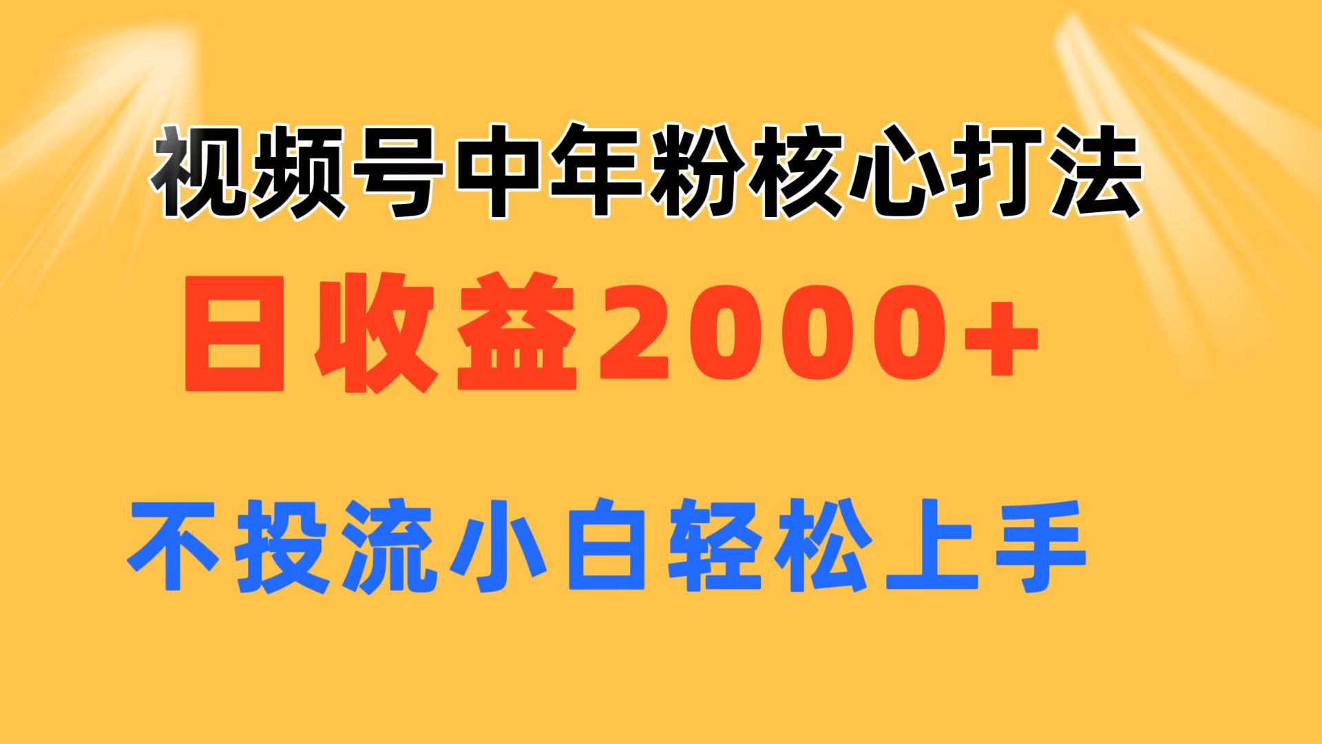 （11205期）视频号中年粉核心玩法 日收益2000+ 不投流小白轻松上手-巴七创客网