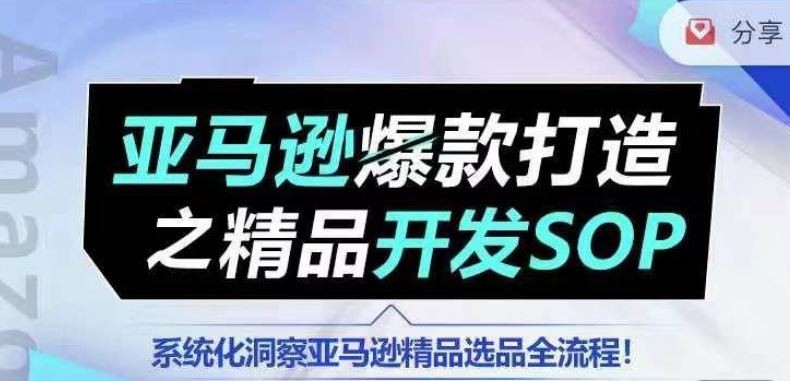 【训练营】亚马逊爆款打造之精品开发SOP，系统化洞察亚马逊精品选品全流程-巴七创客网