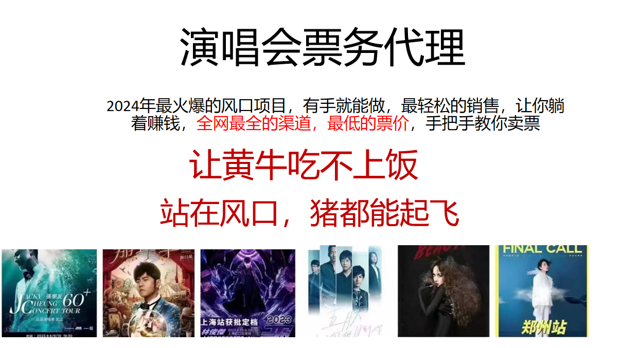 2024年最火爆风口项目，演唱会票务代理，日入2000+，一部手机就能搞定！-巴七创客网