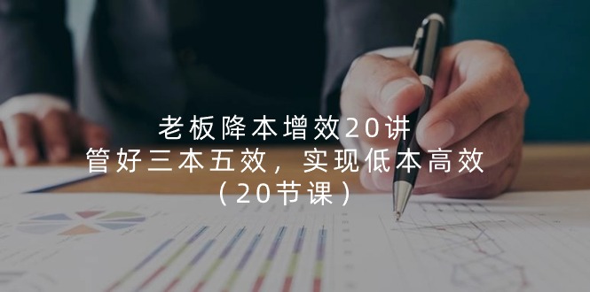 （11238期）老板 降本增效20讲，管好 三本五效，实现低本高效（20节课）-巴七创客网