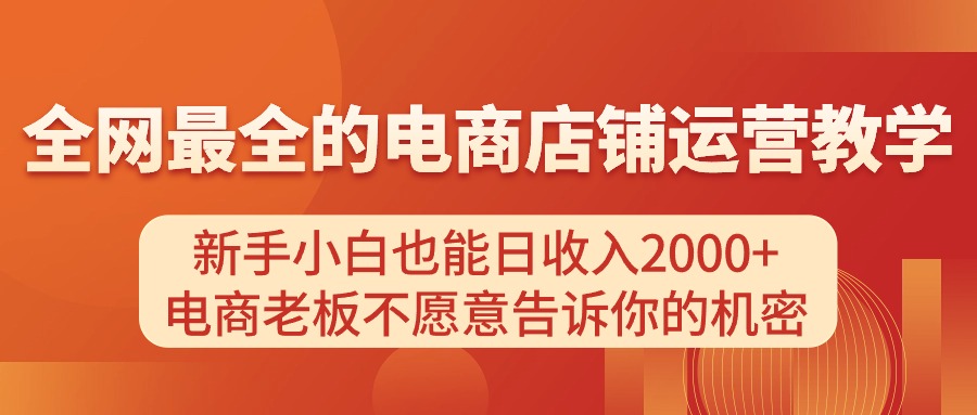（11266期）电商店铺运营教学，新手小白也能日收入2000+，电商老板不愿意告诉你的机密-巴七创客网