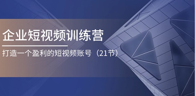 （11278期）企业短视频训练营：打造一个盈利的短视频账号（21节）-巴七创客网