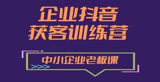 企业抖音营销获客增长训练营，中小企业老板必修课-巴七创客网