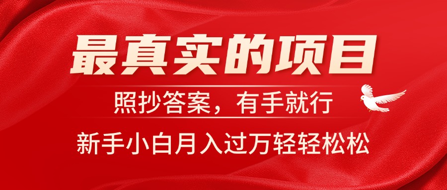 （11362期）最真实的项目，照抄答案，有手就行，新手小白月入过万轻轻松松-巴七创客网