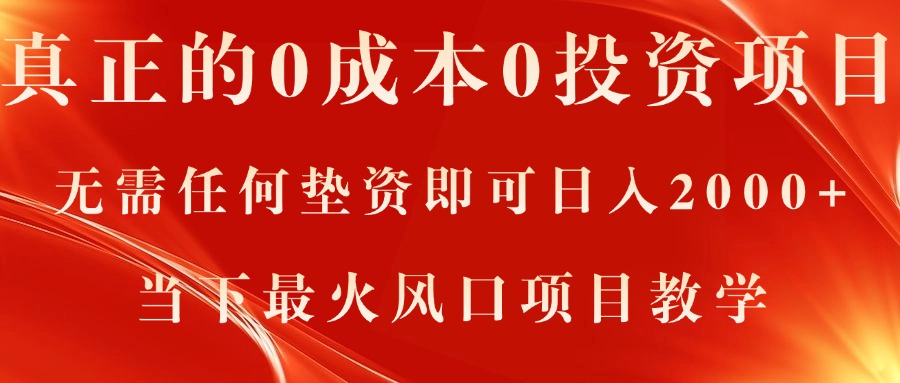 （11387期）真正的0成本0投资项目，无需任何垫资即可日入2000+，当下最火风口项目教学-巴七创客网