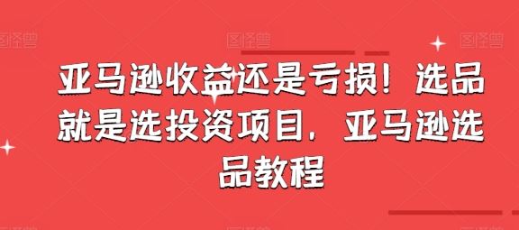 亚马逊收益还是亏损！选品就是选投资项目，亚马逊选品教程-巴七创客网