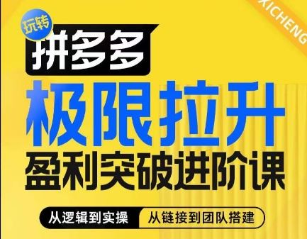 拼多多极限拉升盈利突破进阶课，​从算法到玩法，从玩法到团队搭建，体系化系统性帮助商家实现利润提升-巴七创客网