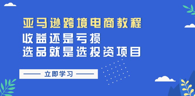 （11432期）亚马逊跨境电商教程：收益还是亏损！选品就是选投资项目-巴七创客网