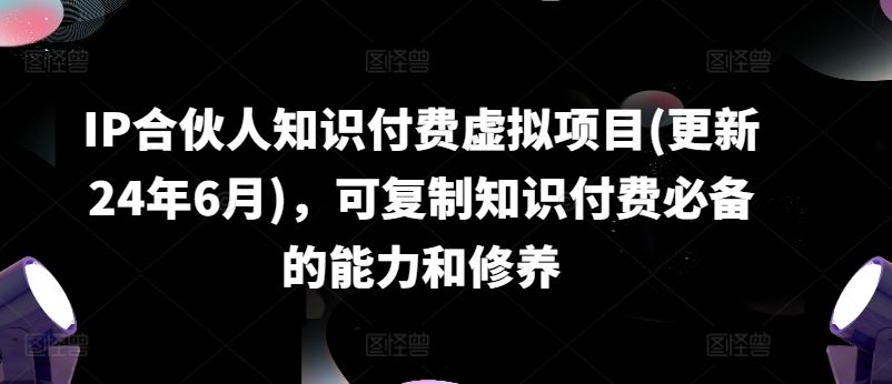 IP合伙人知识付费虚拟项目(更新24年6月)，可复制知识付费必备的能力和修养-巴七创客网