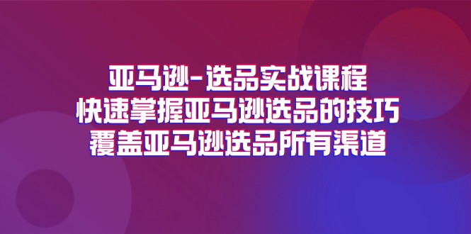 （11620期）亚马逊-选品实战课程，快速掌握亚马逊选品的技巧，覆盖亚马逊选品所有渠道-巴七创客网