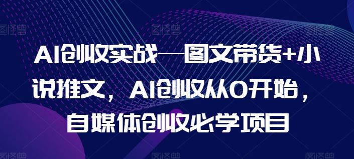 AI创收实战—图文带货+小说推文，AI创收从0开始，自媒体创收必学项目-巴七创客网
