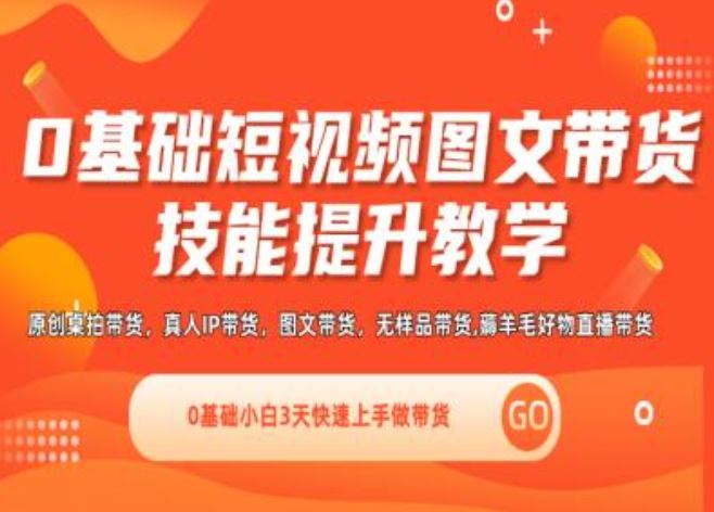 0基础短视频图文带货实操技能提升教学(直播课+视频课),0基础小白3天快速上手做带货-巴七创客网