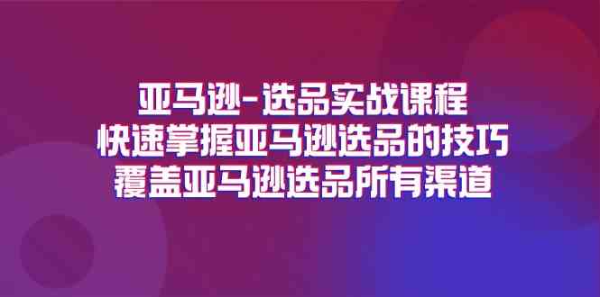 亚马逊选品实战课程，快速掌握亚马逊选品的技巧，覆盖亚马逊选品所有渠道-巴七创客网
