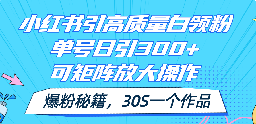 （11692期）小红书引高质量白领粉，单号日引300+，可放大操作，爆粉秘籍！30s一个作品-巴七创客网