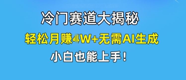 冷门赛道大揭秘，轻松月赚1W+无需AI生成，小白也能上手【揭秘】-巴七创客网