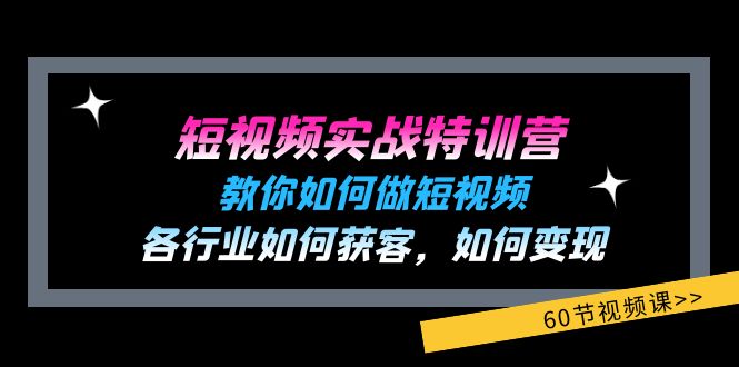 短视频实战特训营：教你如何做短视频，各行业如何获客，如何变现 (60节)-巴七创客网