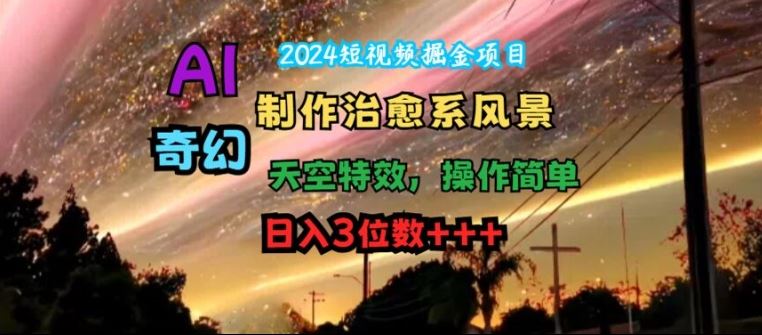 2024短视频掘金项目，AI制作治愈系风景，奇幻天空特效，操作简单，日入3位数【揭秘】-巴七创客网