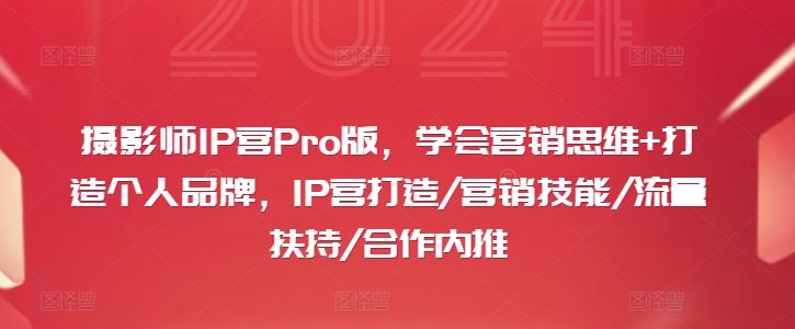 摄影师IP营Pro版，学会营销思维+打造个人品牌，IP营打造/营销技能/流量扶持/合作内推-巴七创客网