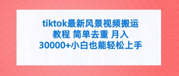 tiktok最新风景视频搬运教程 简单去重 月入3W+小白也能轻松上手【揭秘】-巴七创客网