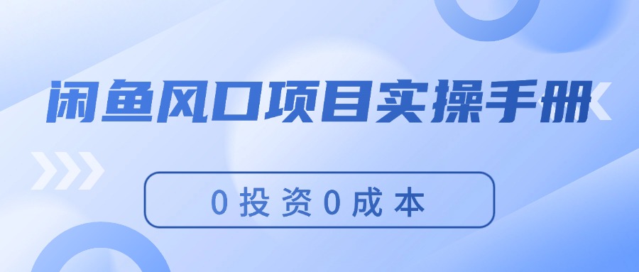（11923期）闲鱼风口项目实操手册，0投资0成本，让你做到，月入过万，新手可做-巴七创客网