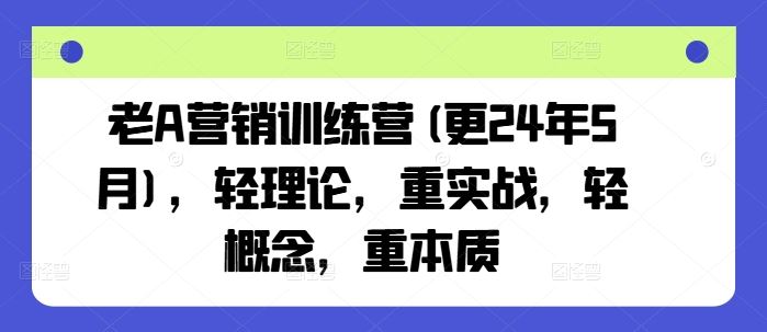 老A营销训练营(更24年7月)，轻理论，重实战，轻概念，重本质-巴七创客网