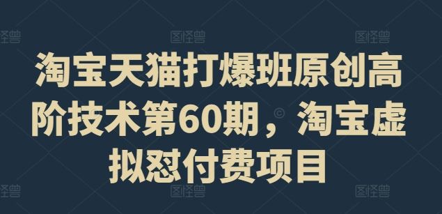 淘宝天猫打爆班原创高阶技术第60期，淘宝虚拟怼付费项目-巴七创客网