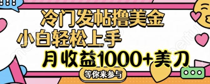 冷门发帖撸美金项目，月收益1000+美金，简单无脑，干就完了【揭秘】-巴七创客网