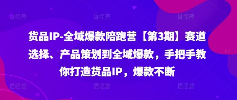 货品IP全域爆款陪跑营【第3期】赛道选择、产品策划到全域爆款，手把手教你打造货品IP，爆款不断-巴七创客网
