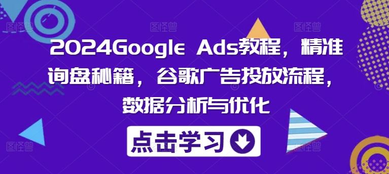 2024Google Ads教程，精准询盘秘籍，谷歌广告投放流程，数据分析与优化-巴七创客网