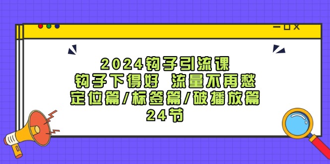 2024钩子引流课：钩子下得好流量不再愁，定位篇/标签篇/破播放篇/24节-巴七创客网