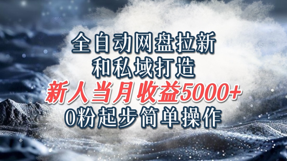 全自动网盘拉新和私域打造，0粉起步简单操作，新人入门当月收益5000以上-巴七创客网