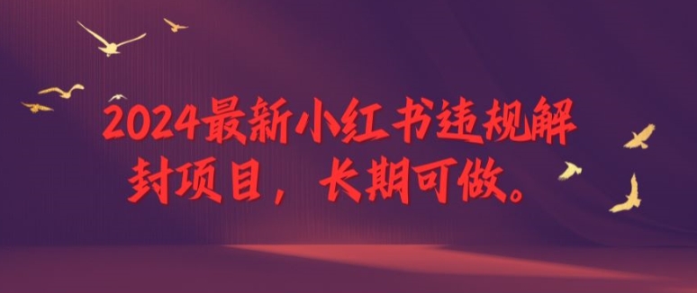 2024最新小红书违规解封项目，长期可做，一个可以做到退休的项目-巴七创客网