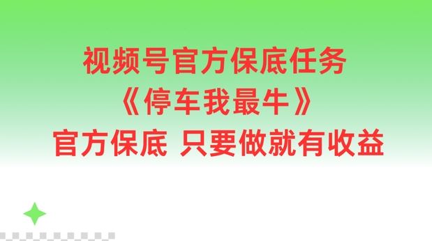 视频号官方保底任务，停车我最牛，官方保底只要做就有收益【揭秘】-巴七创客网