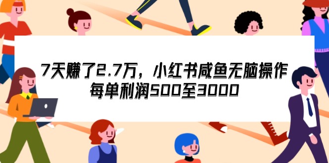 （12192期）7天收了2.7万，小红书咸鱼无脑操作，每单利润500至3000-巴七创客网