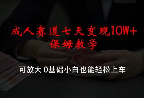成人赛道七天变现10W+保姆教学，可放大，0基础小白也能轻松上车【揭秘】-巴七创客网
