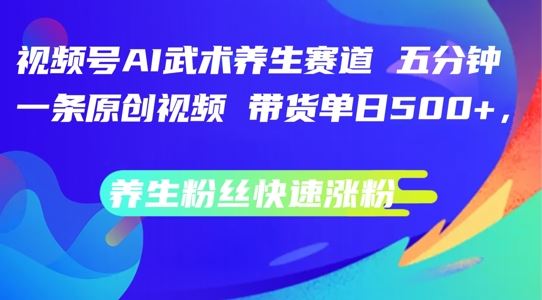 视频号AI武术养生赛道，五分钟一条原创视频，带货单日几张，养生粉丝快速涨粉【揭秘】-巴七创客网