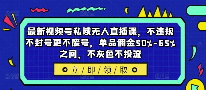 最新视频号私域无人直播课，不违规不封号更不废号，单品佣金50%-65%之间，不灰色不投流-巴七创客网