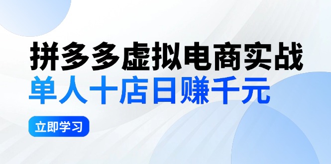 （12326期）拼多多虚拟电商实战：单人10店日赚千元，深耕老项目，稳定盈利不求风口-巴七创客网